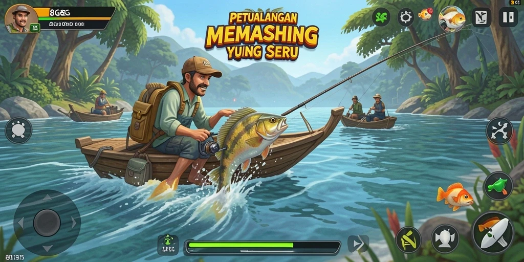 Gameplay seru di 8G8G, menangkap ikan dengan teknik berbeda.
