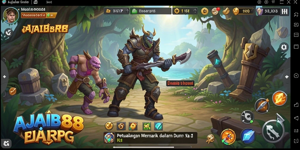 Screenshot menunjukkan karakter dalam pertempuran epik di AJAIB88.