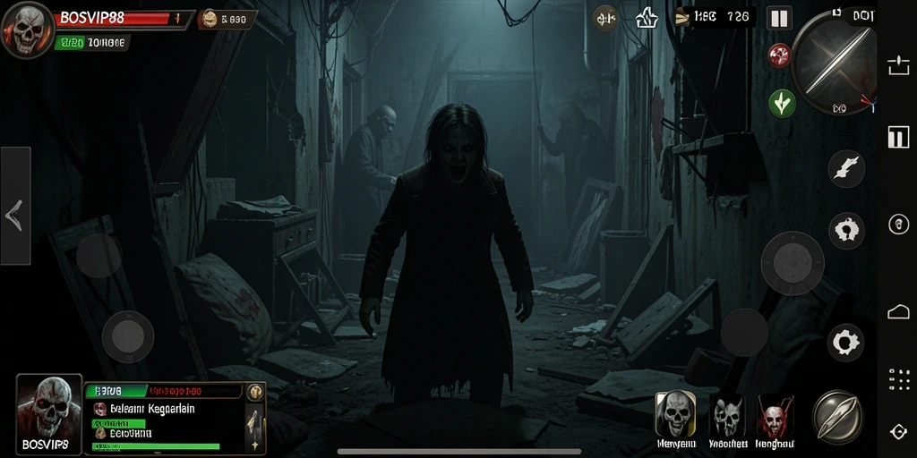 Screenshot utama BOSVIP88 menampilkan suasana gameplay Horror yang mencekam.