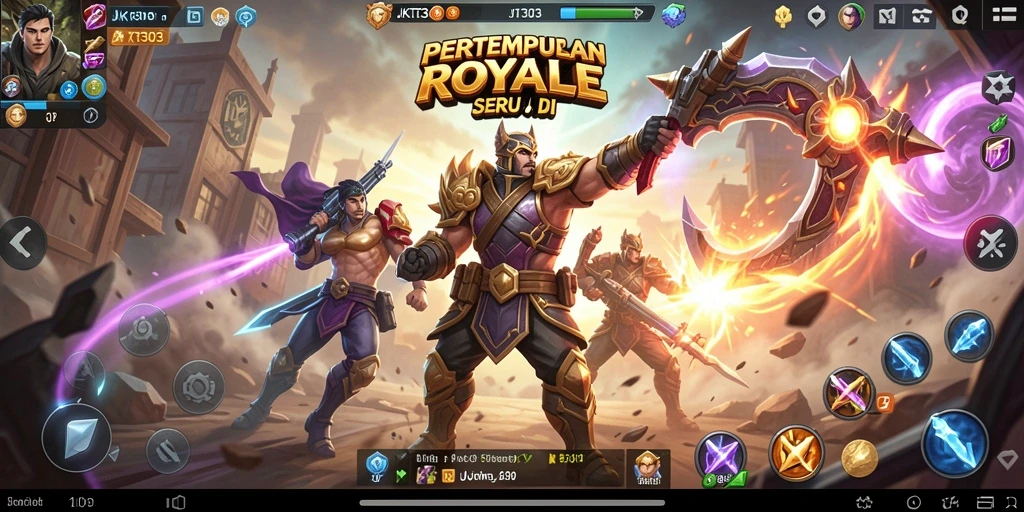Tampilan gameplay seru di JKT303 dengan aksi pertempuran intens.