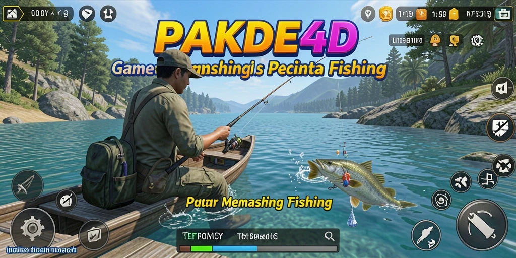 Tampilan gameplay yang mendebarkan di PAKDE4D saat memancing ikan.