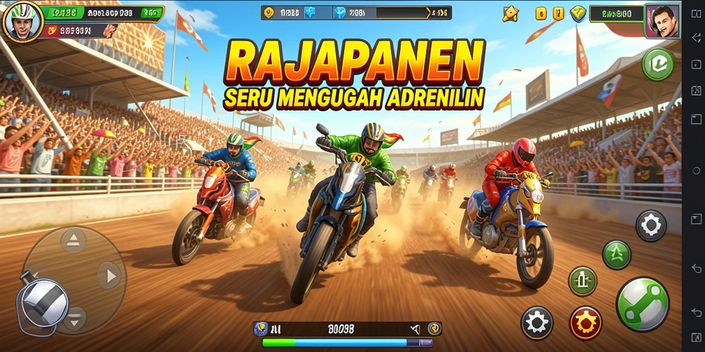 Screenshot gameplay RAJAPANEN yang menampilkan aksi balapan yang cepat dan seru.