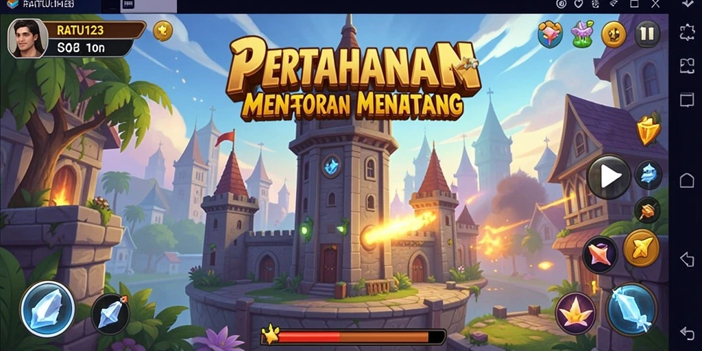 Screenshot utama RATU123 menampilkan gameplay seru Tower Defense.