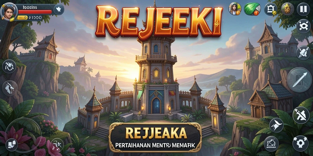 Screenshot gameplay <strong>REJEKI</strong> menampilkan menara yang berfungsi mempertahankan serangan musuh.