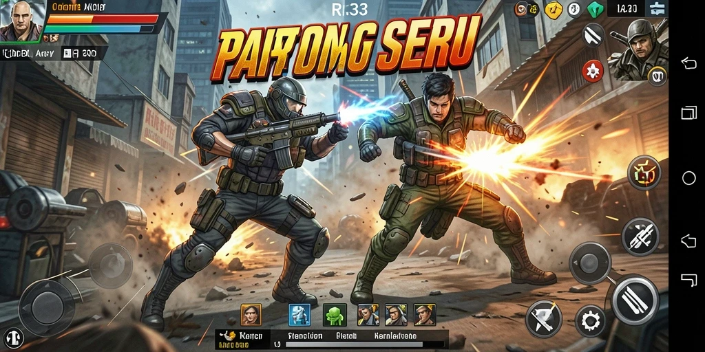 Screenshot gameplay RR33 menampilkan aksi pertarungan intens.