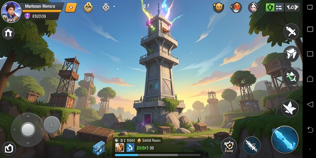 Tampilan gameplay menara pertahanan yang mendebarkan dalam RVIP.