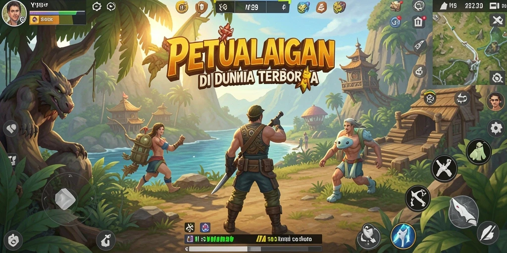 Tampilan luar gameplay Y89 dalam dunia terbuka yang luas.