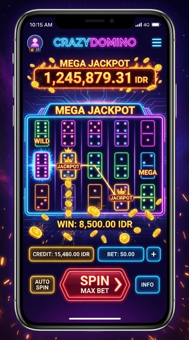 Tampilan utama aplikasi crazydomino yang menarik.